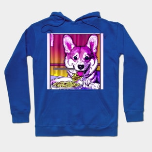 Corgi Eating Ramen Noodle Soup. Hoodie